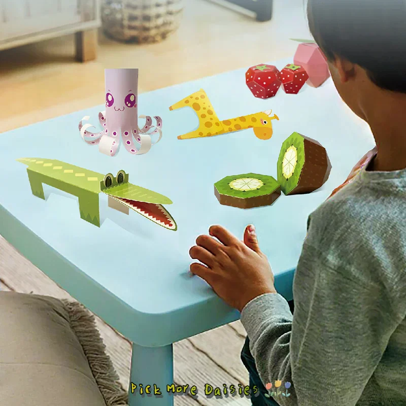 3D手作り折り紙ブックキット - 楽しいDIYペーパークラフト |   簡単な3Dペーパーモデルで家の装飾、動物の置物、ギフトに