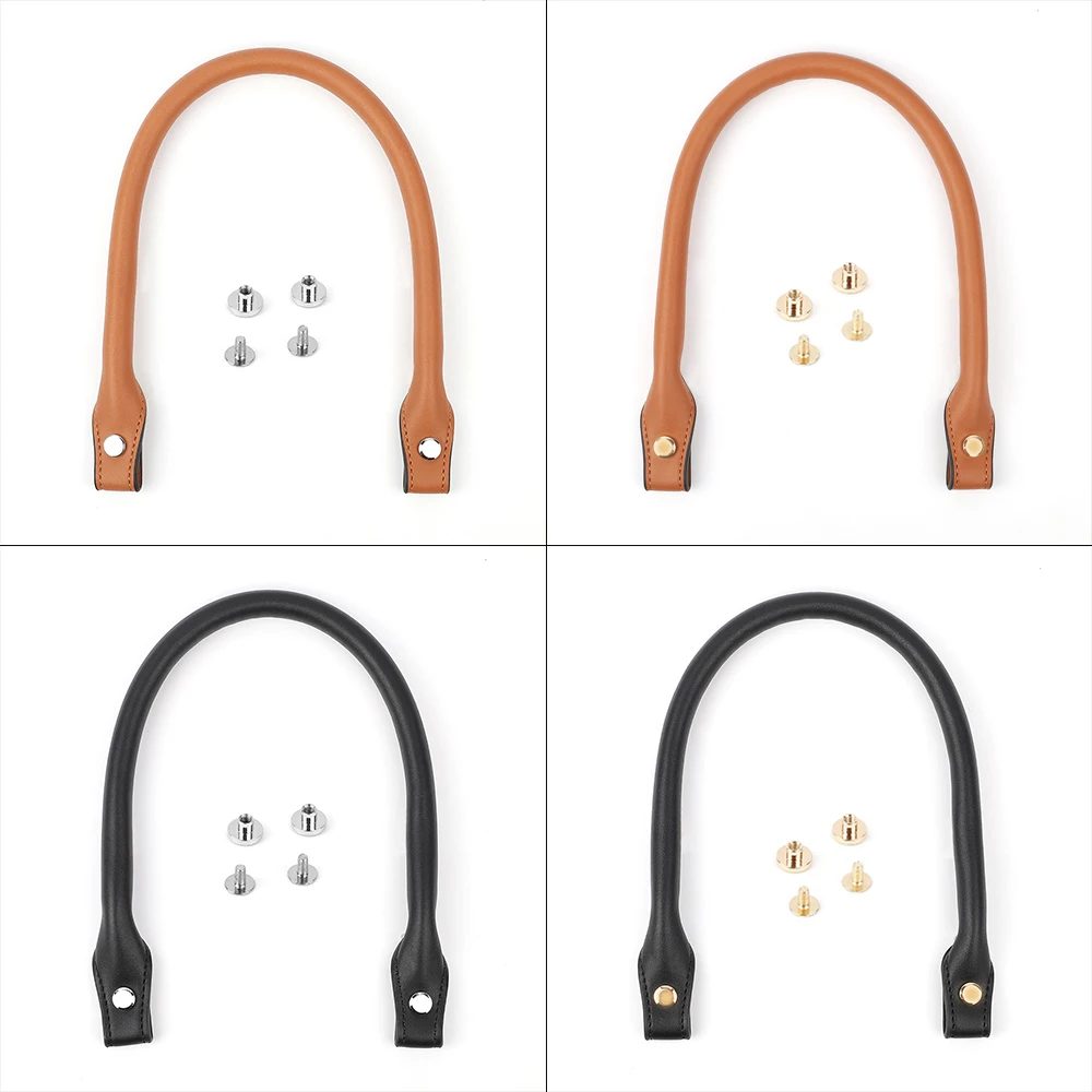 2PCS Bag Straps Synthetic Leather DIY Handmade Handles Black Brown Replacement Strap for Crossbody Shoulder Handbag Handle 53cm