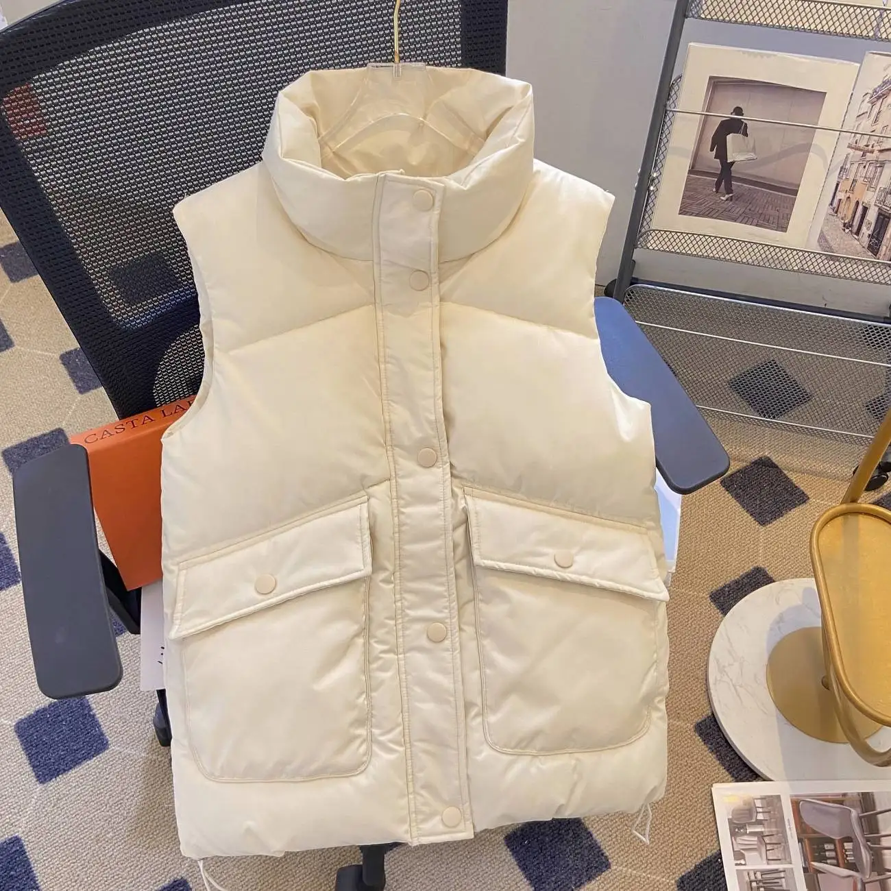 Women's ort down Cotton Vest 2025 New Autumn Winter Outerwear Loose plus Size oulder Pad Tank Top Jaet DK Mesa