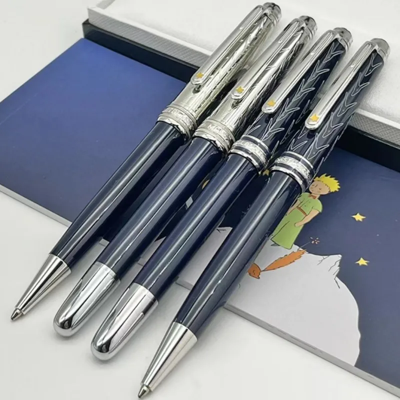 طبعة محدودة الأمير الصغير الأزرق 163 معدن الراتنج رولربال قلم حبر جاف القرطاسية أقلام حبر مع هدية الرقم التسلسلي