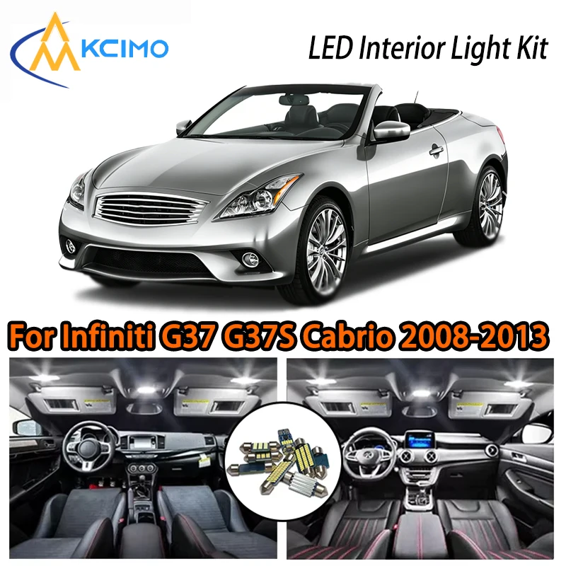 

LED Interior Lights For Infiniti G37 G37S Cabrio Convertible 2008-2013, White Blue Two Colors Choice Easy Install Car Mood