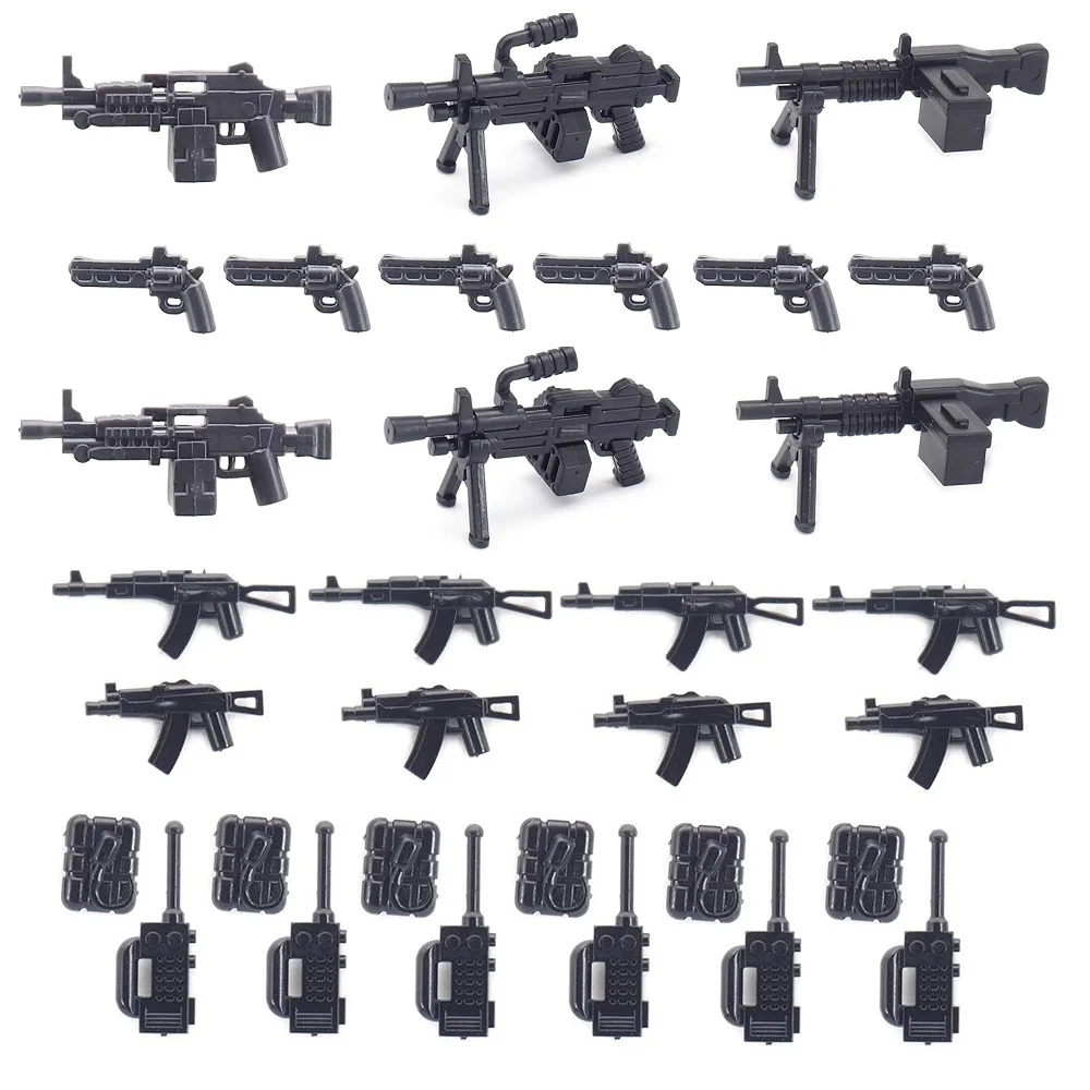 

Military Weapons Pack Kit U.S. SWAT Special Forces Soldier Guns Mini Action Figures Army Building Block Accessories Kids Toys