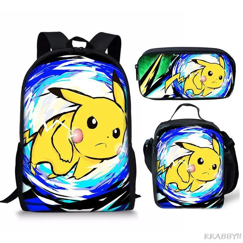 Pokemon Pikachu Schoolbags Set Anime 3D Printed Teenager Girls Boys Mochilas for Children Students School Bagpack