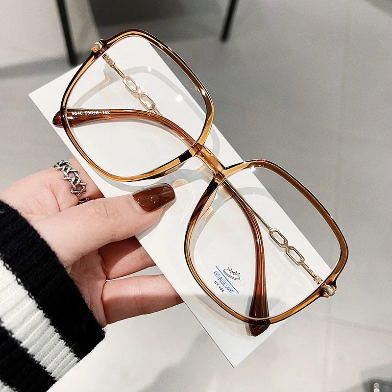 Big Square Shape Women's Glasses frame Korean Stylish Blue Light Blocking Eyeglass Frames TR90 Material Decorative Glasses