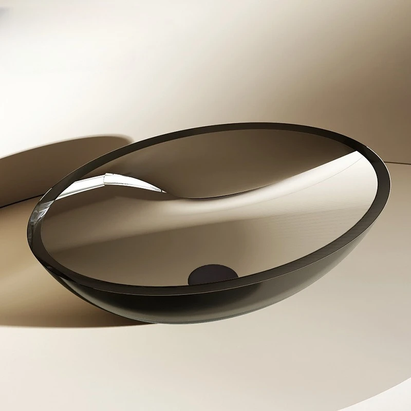 Transparante wastafel harskleur huishoudelijke kleine badkamer kunst wastafel