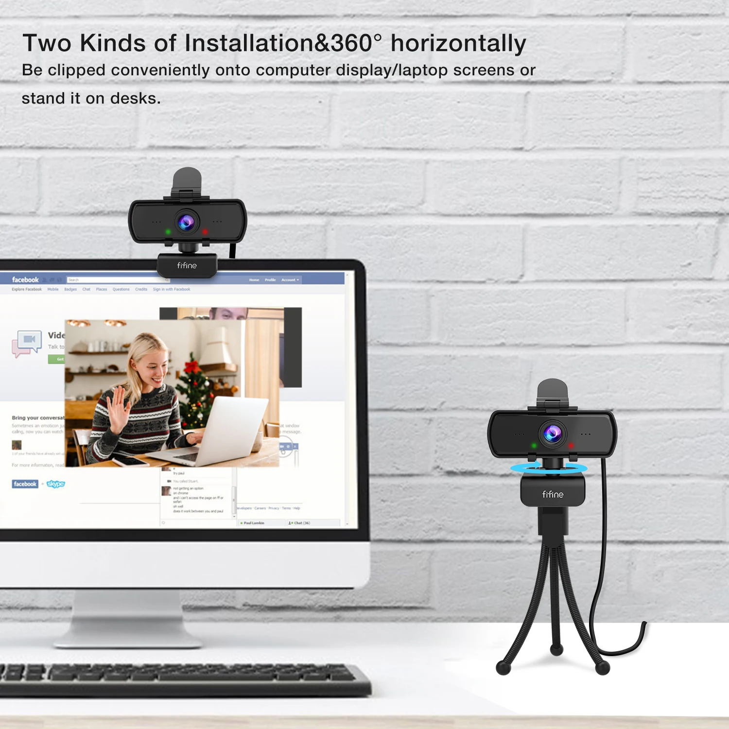 FIFINE 1440p Full HD PC Webcam with Microphone, tripod, for USB Desktop & Laptop,Live Streaming Webcam for Video Calling-K420