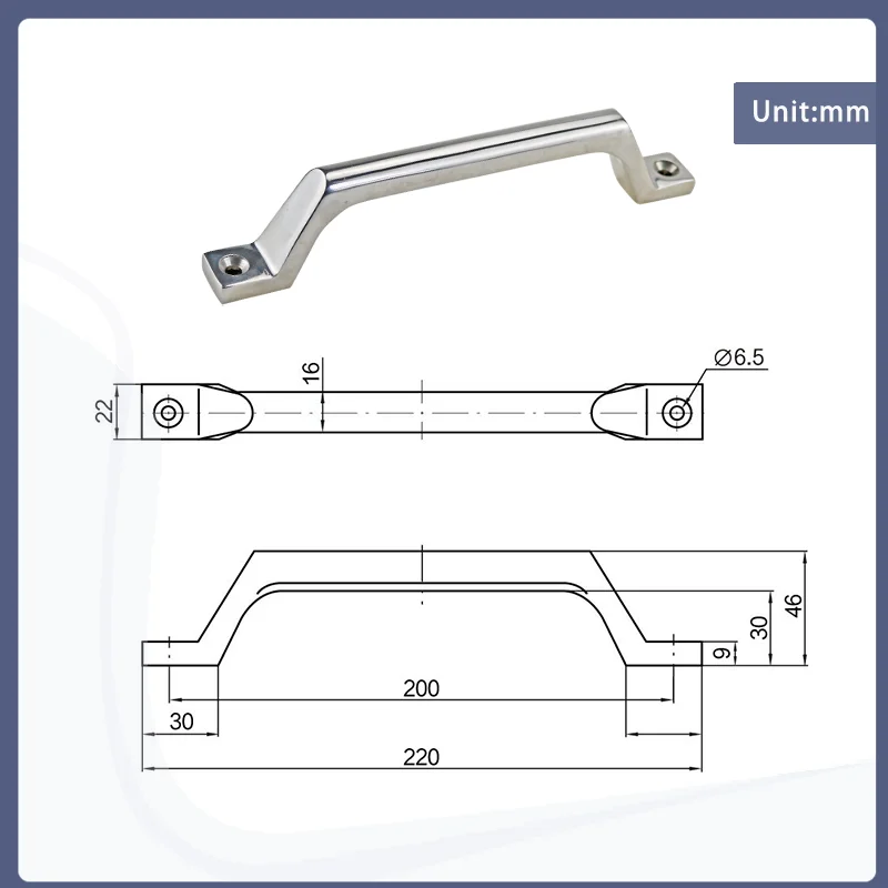 Robuster Griff für industrielle Automatisierungsmaschinen und Transportausrüstung. Präzisionsguss aus Edelstahl 304