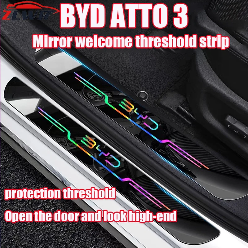 

ZLWR BYD ATTO3/dolphin/SEAL door sill strip car welcome pedal acrylic anti-scratch wear-resistant car interior