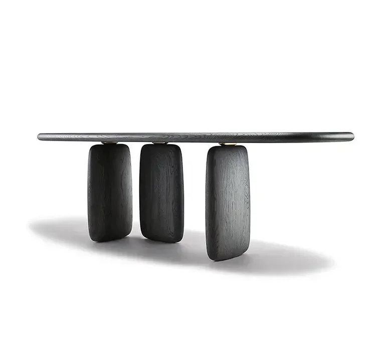 Italian Minimalist Designer Dining-Table Chair Combination Light Luxury Solid Wood Restaurant Dining Table Nordic Minimalist