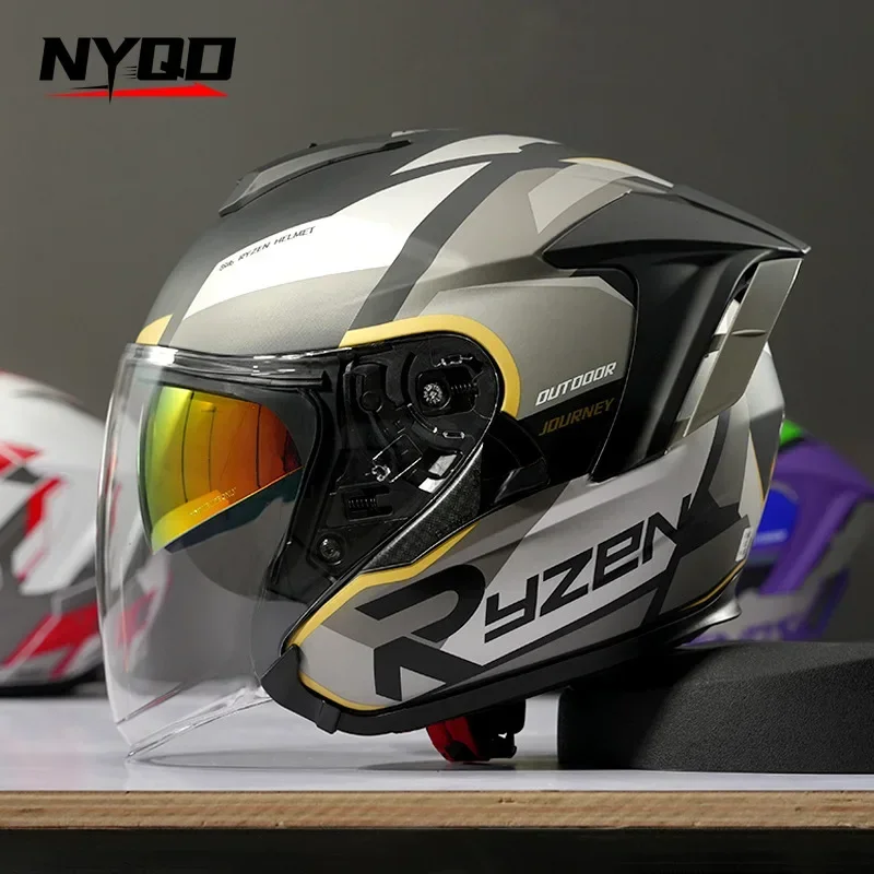 Ryzen RO-5 Motorcycle Men and Women Three-quarters Motorcycle Half Helmet All Season Universal Motorcycle Helmet  Casco Moto