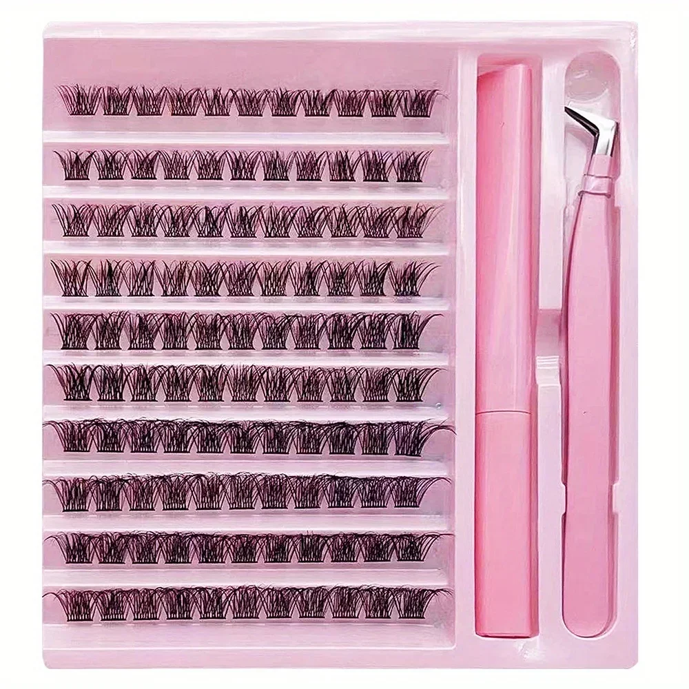 DIY Lash Extension Kit Lash Clusters Individual Lashes Kit Cluster Lashes Wispy D Curling False Eyelash Clusters  With Tweezers