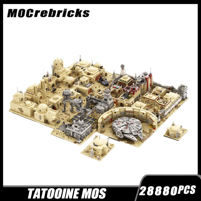 MOC-76005 Space War Modular Tatooines Houses SpacePort Hangar Building Block   Desert Cantina Super-set Model Brick Toy Gifts