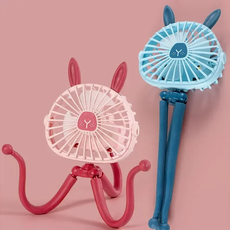 مروحة عربة أطفال مع مشبك ، على شكل أخطبوط ، مروحة مضحكة ، حامل ثلاثي القوائم مرن ملفوف ، قابلة لإعادة الشحن USB ، مروحة محمولة لمقعد السيارة