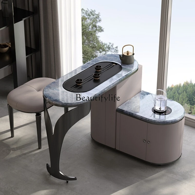 

Light luxury balcony tea table rotatable tea cart integrated villa home modern kung fu tea table