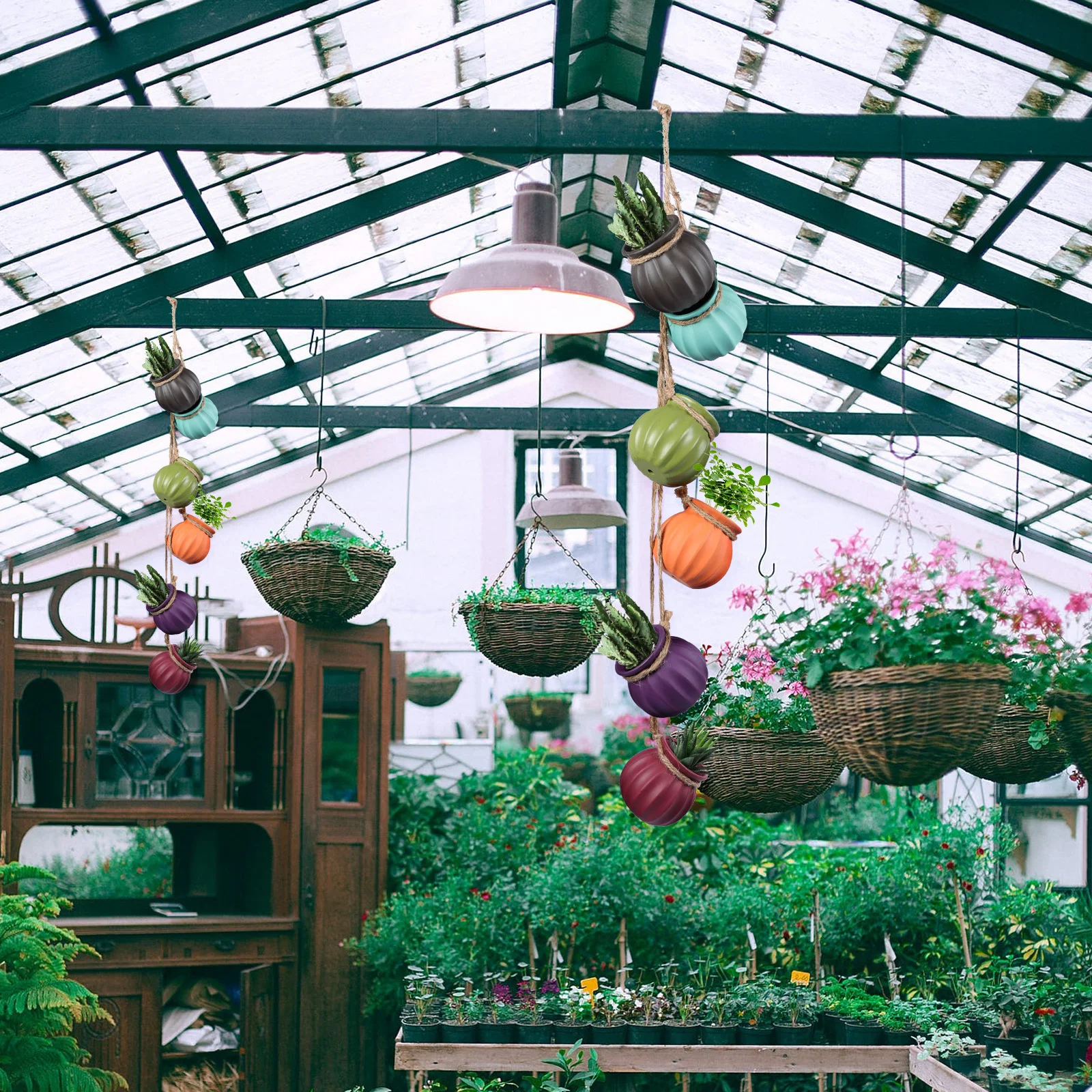 

1Set Ceramic Bonsai Pots Simple Design Hanging Mini Pot Durable Materials Suitable for Balcony Garden Plant Hanger