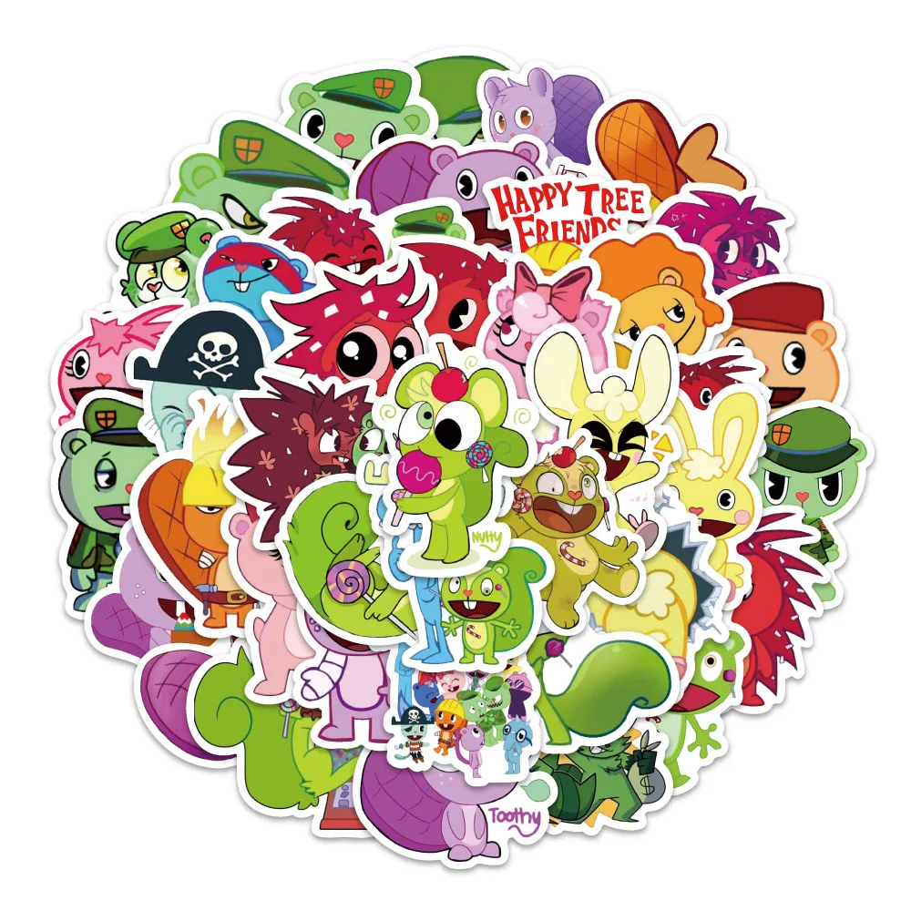 10/30/54 SZTUK Naklejki Graffiti z Postaciami z Kreskówki Happy Tree Friends na Telefon Gitarę Laptop Notebook Walizkę Kubek Wodoodporne Naklejki Zabawki dla Dzieci