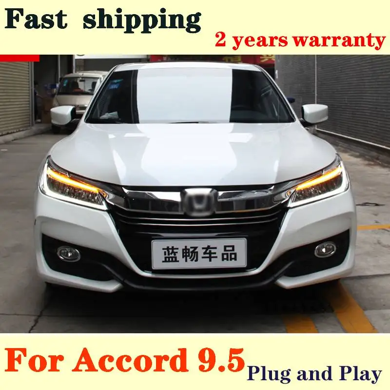 

Car Styling For Accord Headlights 2016-2017 LED Headlight LED DRL Bi Xenon Lens High Low Beam New Accord 9.5 Auto Accessories