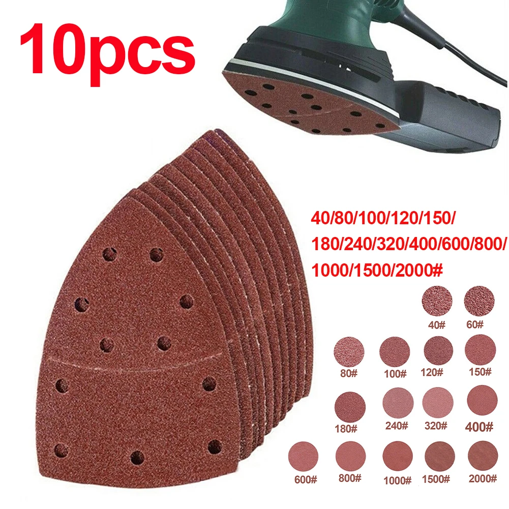 10pcs Mouse Detail Sander Sandpaper Sanding Paper Hook and Loop Assorted for Multi Sander Bosch PSM 160A Detail Palm Sander