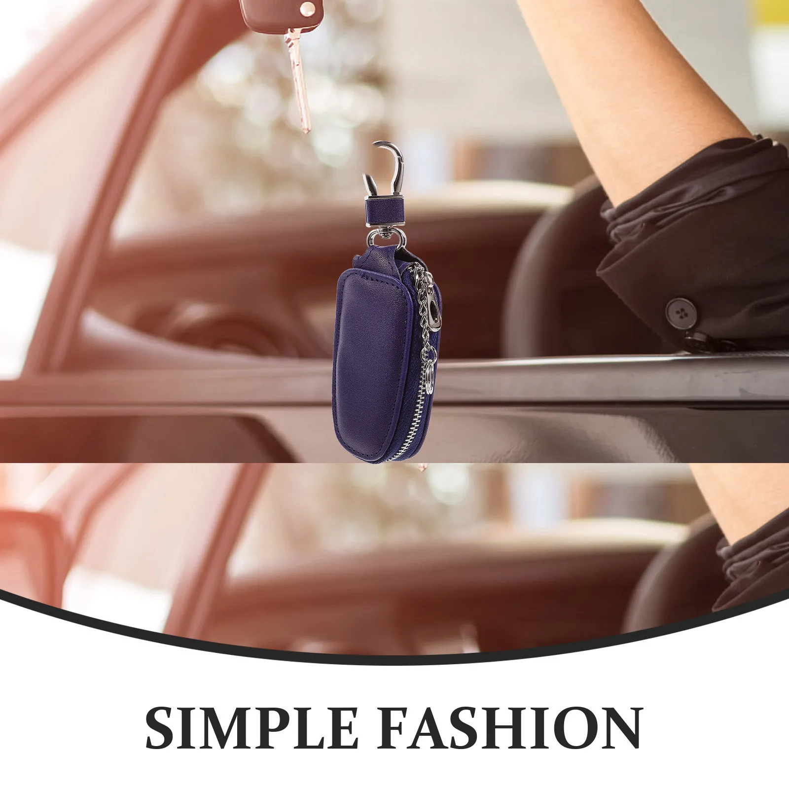 

Car Key Bag Cover Holder Protector Case Zipper Sleeve Automotive Fob Pouch Pu Man