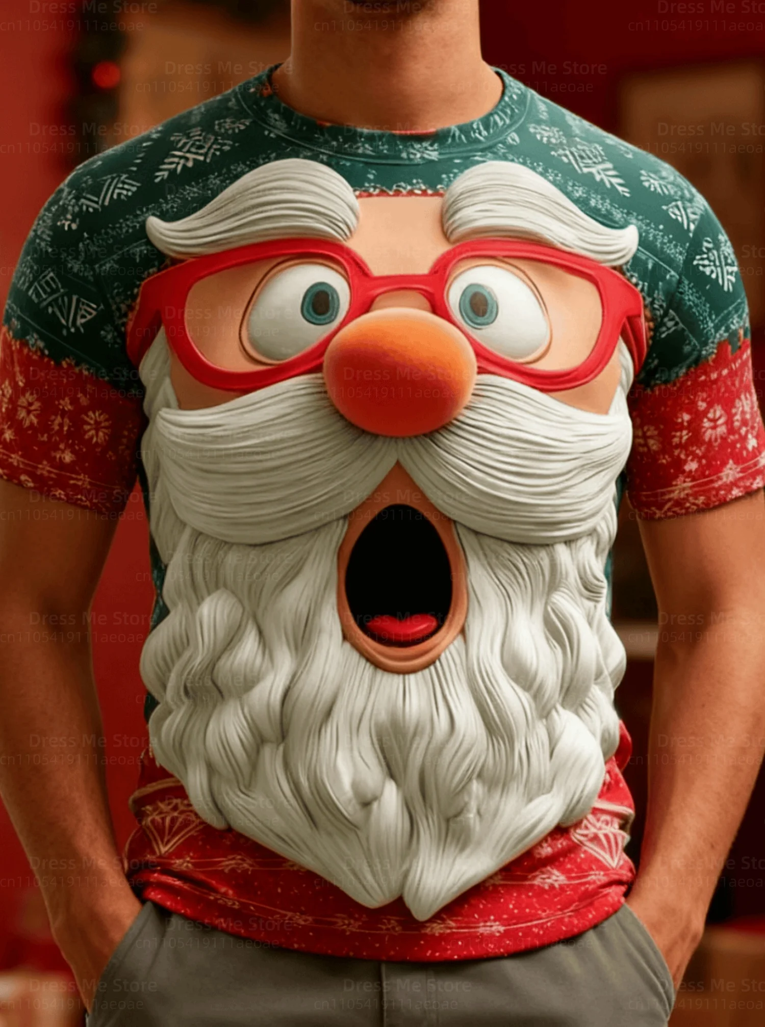 

2025Christmas Men's & Women's Santa Claus T-Shirt -Christmas Y2k Streetwear Short Sleeve Round Neck Short Sleeve Casual T-Shits