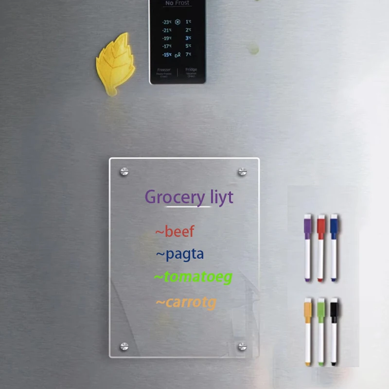 Transparent Acrylic Handwritten Message Board Three-dimensional DIY Magnetic Refrigerator Magnet Diary Weekly Journal