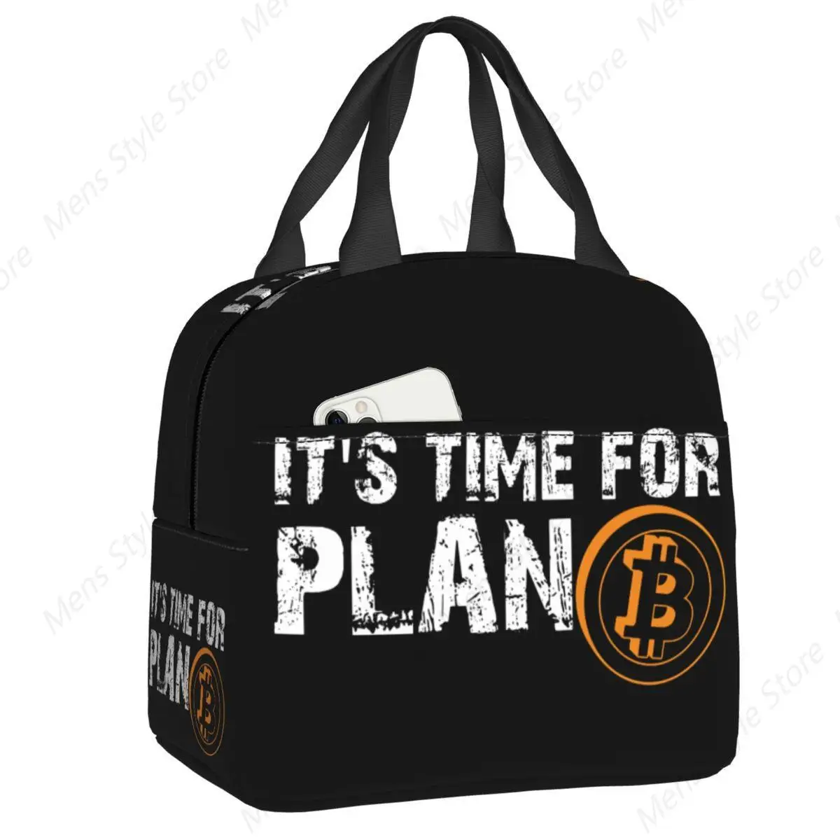 It's Time For Plan Bitcoin Lunch Bag Women Cryptocurrency Blockchain Portable Cooler Thermal Insulated Lunch Box School Food Bag