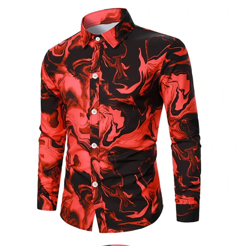 Fashionable luxury high-quality men's shirt for daily outing cuffed long-sleeved red, purple, four-way stretch fabric shirt 2024