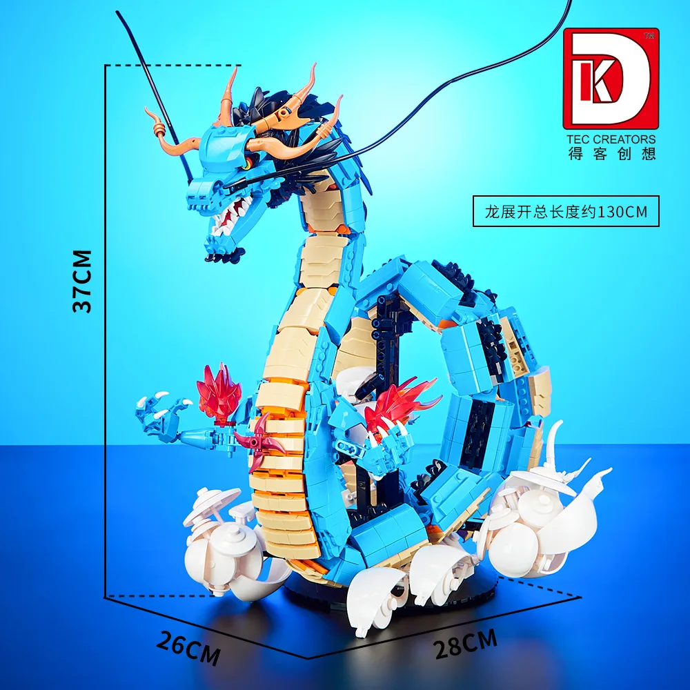 One Piece Kaido Blue Dragon Form Building Blocks Anime MOC Model Assembled 3D DIY Brick Figures Toys For Kids Collection Gift