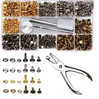 240Pcs/Set Leather Rivets Double Cap Rivet with 4Pcs Fixing Tools for Leather Coat Jacket Jeans Bag