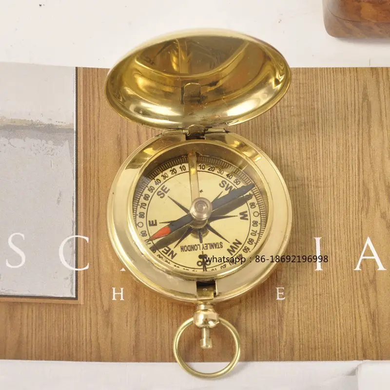 India Imported Portable Pocket Watch Car Compass Outdoor Mountaineering Camping High Precision Wooden Box Packaging Compass Need