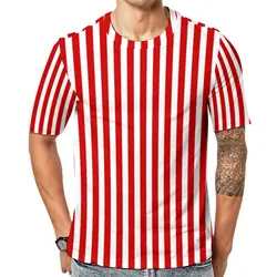 Candy Stripes T Shirt Red and White Stripe Hippie T Shirts Short-Sleeve Printed Tshirt Cheap Beach Street Style Big Size Clothes