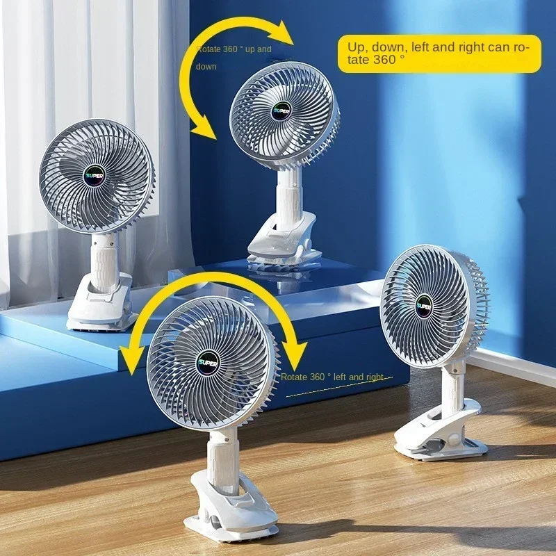 Portable Electric Fan Rechargeable 3-gears Electric Handheld Fan Clip Circulator Fan For Room And Camping Desktop cooler Office - Image 3