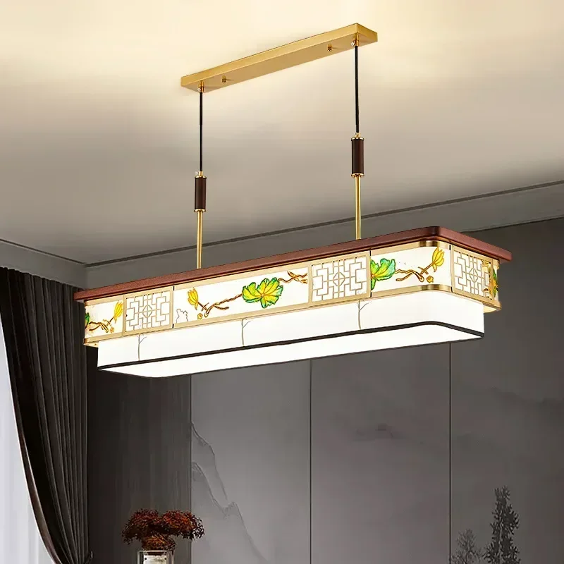 Dining Room Light Luxury Water Grain Glass Chandelier Modern Nordic Art Personality Rectangular Study LED Hanging Lamp