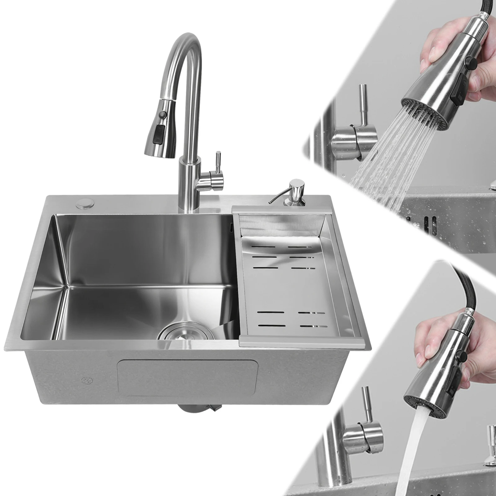 Lavelli in acciaio inossidabile con rubinetto Lavello da cucina a vasca singola Accessori multipli Lavelli per lavastoviglie domestici