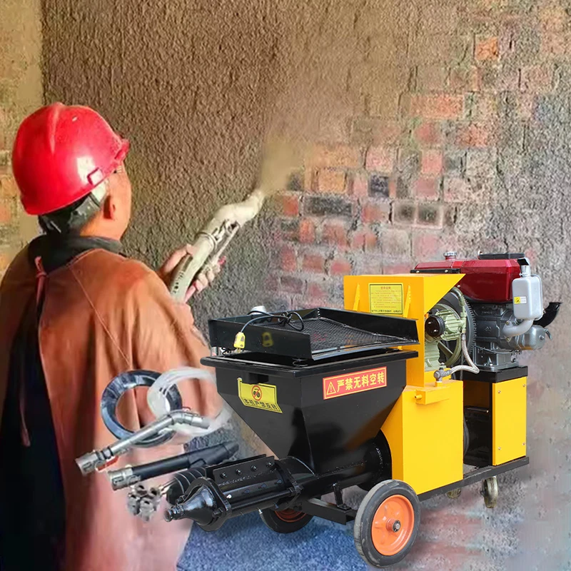 

Concrete Sprayer Mortar Machine with 100L Hopper Core Components Including Pump Engine Motor