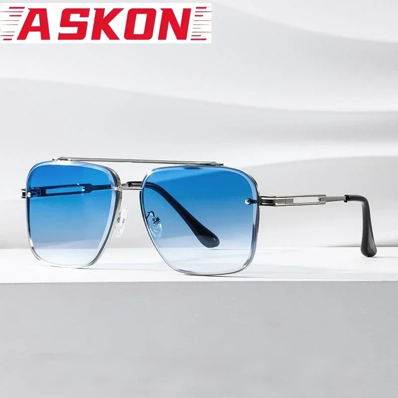 ASKON 2026 Fashion Square Luxury Design Sunglasses Men Women Flight Sunglasses UV400 Protection Beach Fishing Eyewear with Case