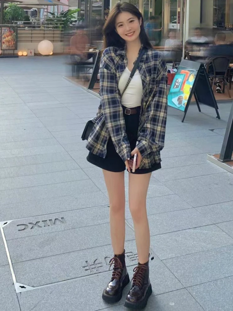 Shirts Women Classic Leisure Students Ulzzang Gingham Popular All-match Loose Outwear Daily Comfortable Streetwear Holiday Chic