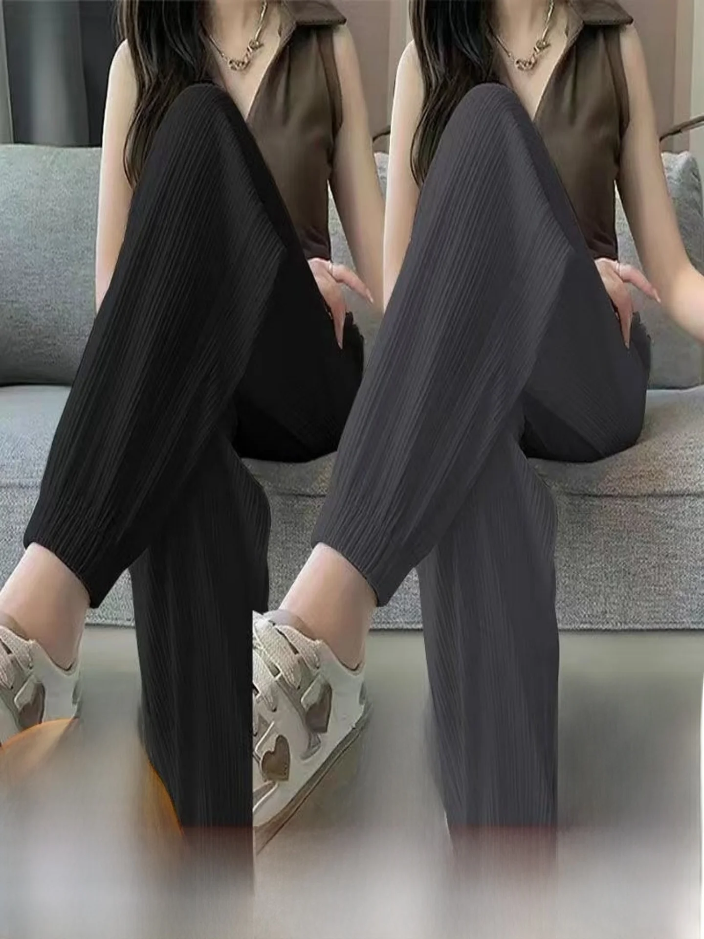 Women's Summer Ice Silk Ultra-Thin Mosquito-Resistant Sport Pants Quick-Drying Breathable Casual Pants Harajuku Style Small Foot