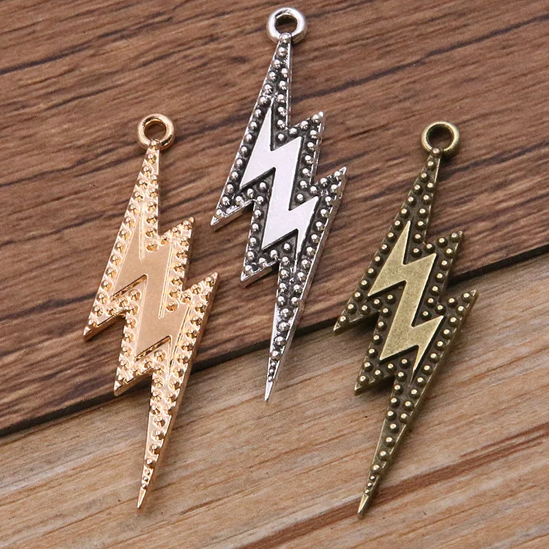 10PCS 14*44mm Wholesale 3 Color Lightning Charms Natural Pendant Metal Alloy DIY Necklace Bracelet Earrings Marking