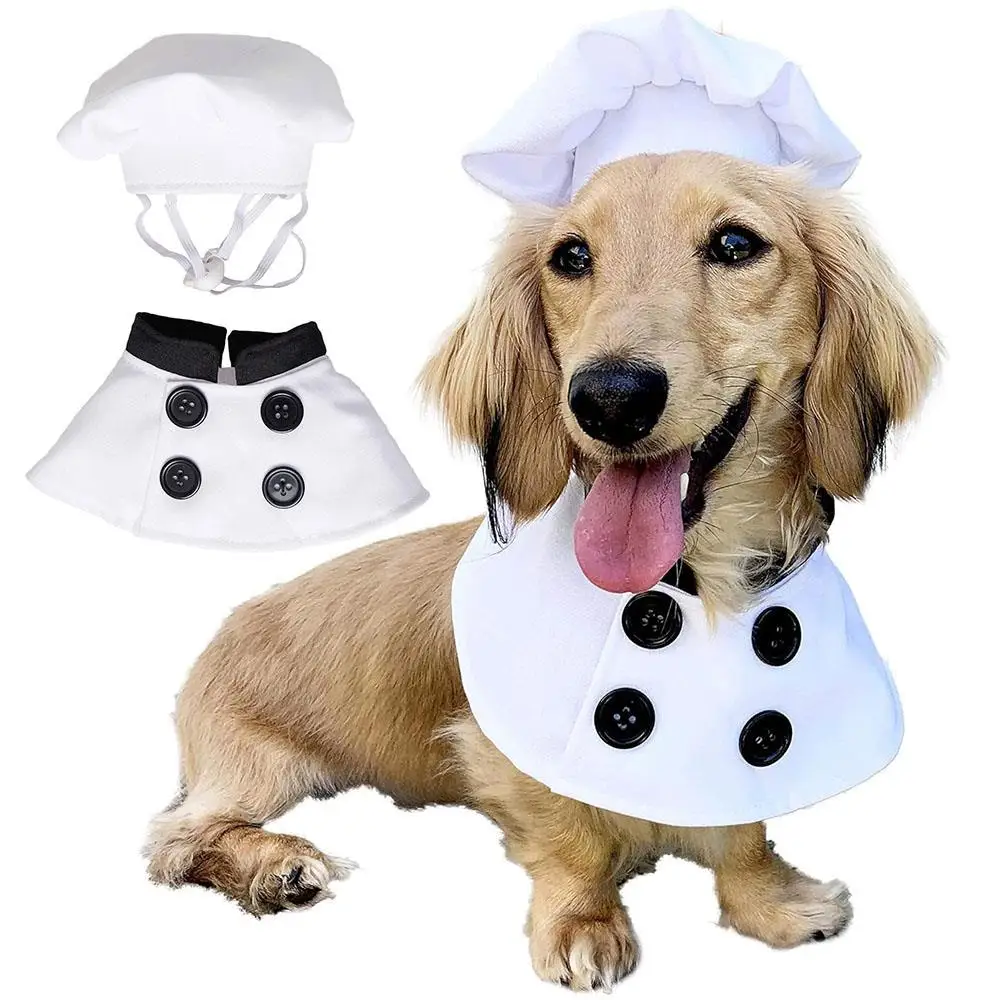 

Dog Chef Costume Festive Yard Duck Chef Outfits Cat Dog Halloween Costumes Pet Chef Hat Cute Scarf Set Washable Porch Clothes