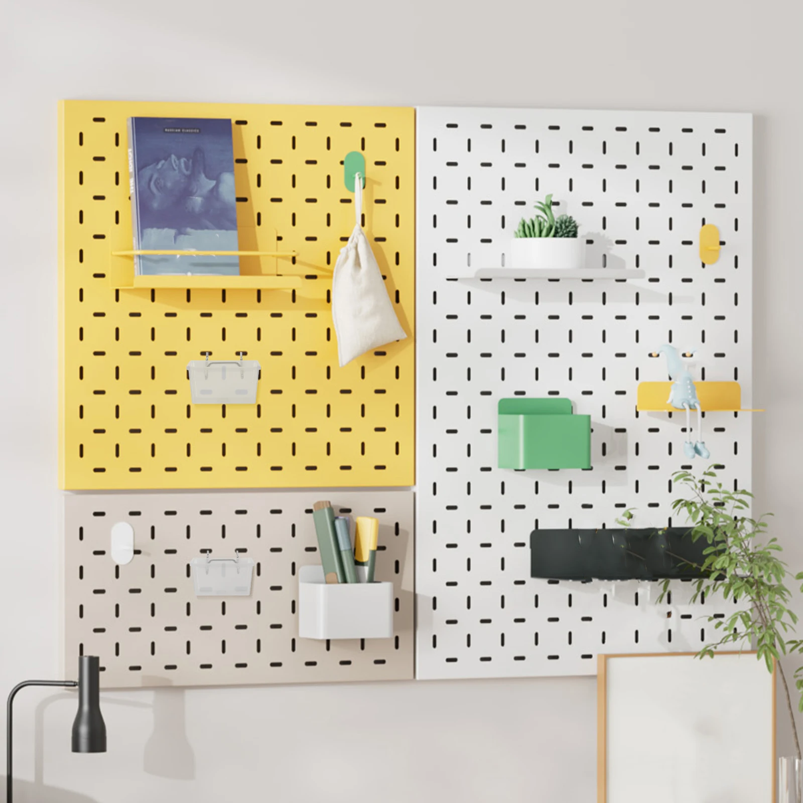 6 шт. контейнеры для перфорированной доски с наклонным отверстием и квадратным отверстием, компактные эффективные решения для хранения, органайзер для мастерской, аксессуары для досок