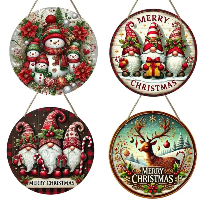 Wooden Christmas Tree Decorations Wood Sign Garden Wall Art Hanging Plaque Christmas Outdoor Wall Window Decor For Front Door