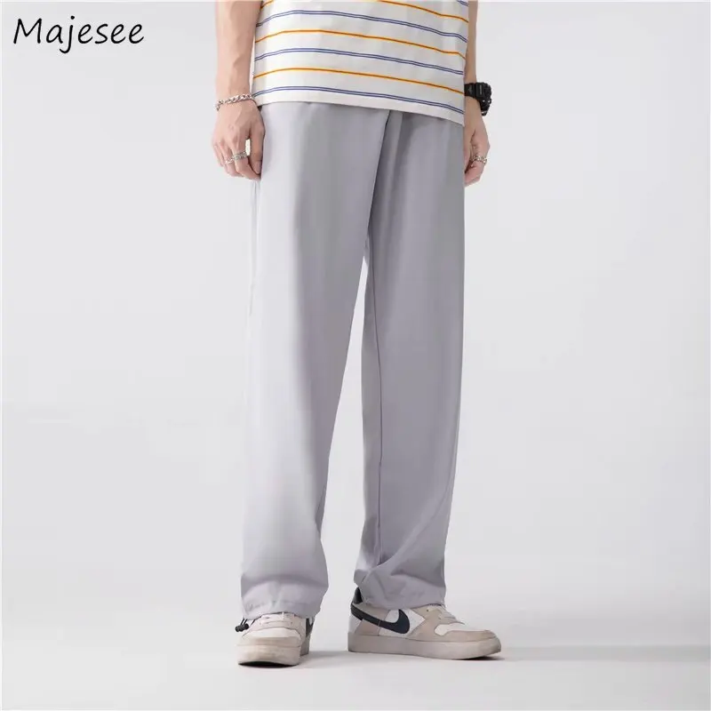 Men Casual Pants Summer Thin Breathable Handsome Fashion Streetwear Straight All-match Simple Ulzzang College Teens Trousers Ins