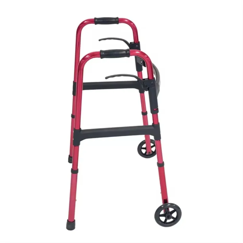 Aluminum Disable Handicapped Frame Height-adjustable WalkerAdjustable Rollator Walker CN;FUJ Two Paddle Smart Folding