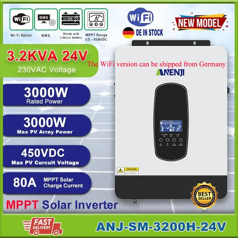 inversor solar hibrido onda senoidal pura off inversor grid pv 55450v built in 80a controlador de carga solar mppt wifi 32kw 24v 230v 01