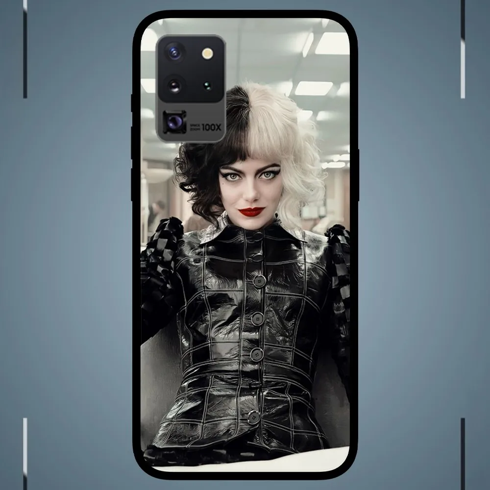 MINISO Cruella De Vil Phone Case For Samsung Galaxy S24 S23 S22 S21 S20 FE Note 20 Ultra 5G Black Phone Case