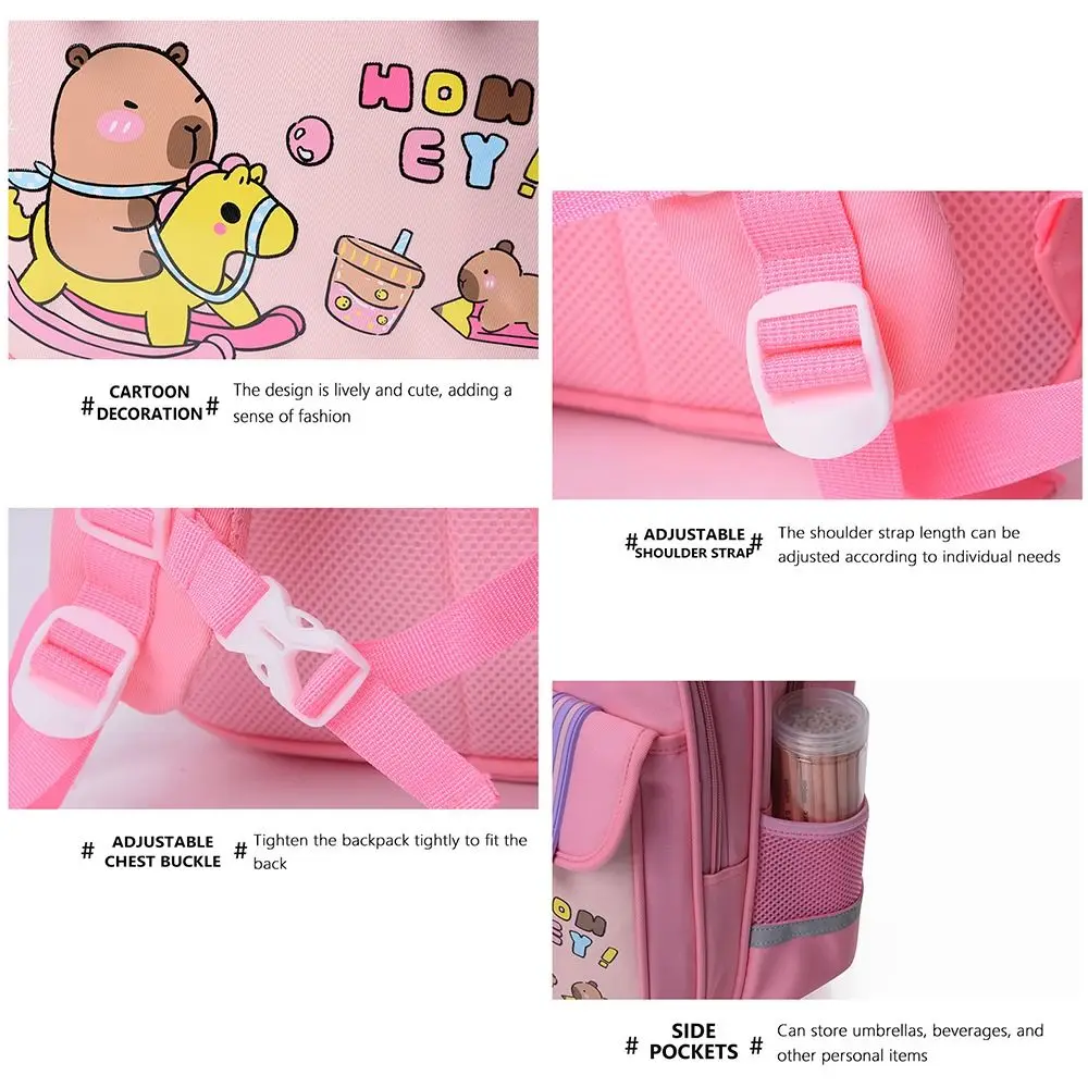 Cute Cartoon Capybara Backpack Large Capacity Light-weight Capybara Schoolbag Waterproof Alleviate Burden Backpack Students