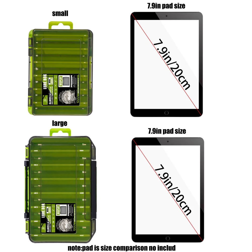 SAMOLLA Caja de aparejos compacta de doble cara: pesca aerodinámica con organizador duradero y versátil para señuelos, anzuelos y cebos