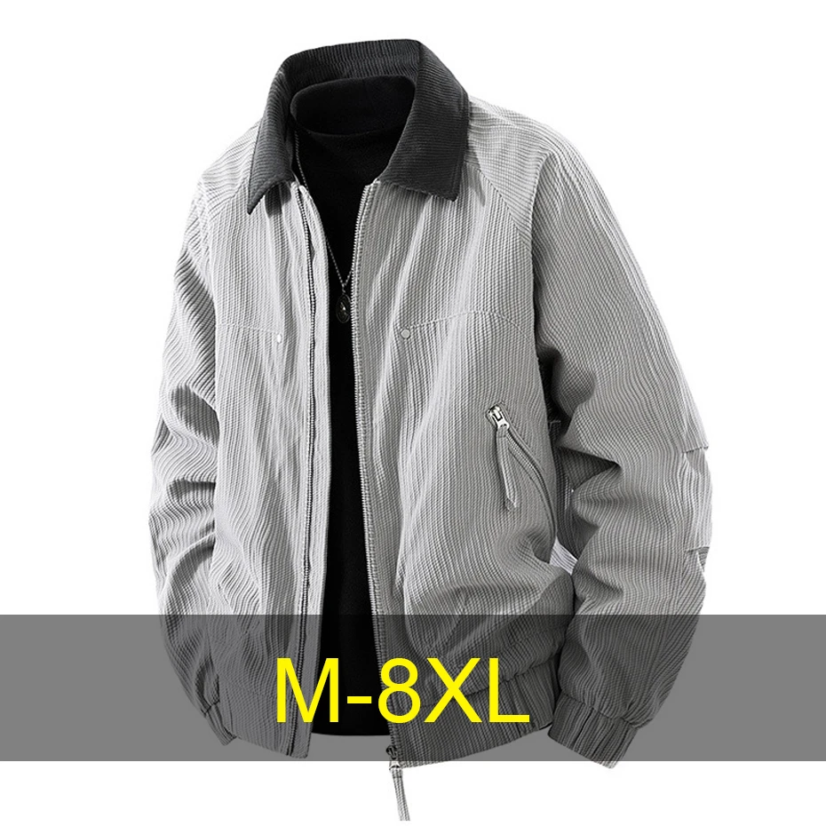 

Мужская вельветовая куртка-карго больших размеров 8XL, модная повседневная куртка для мужчин, весенне-осеннее пальто, верхняя одежда для активного отдыха, большие размеры до 8XL