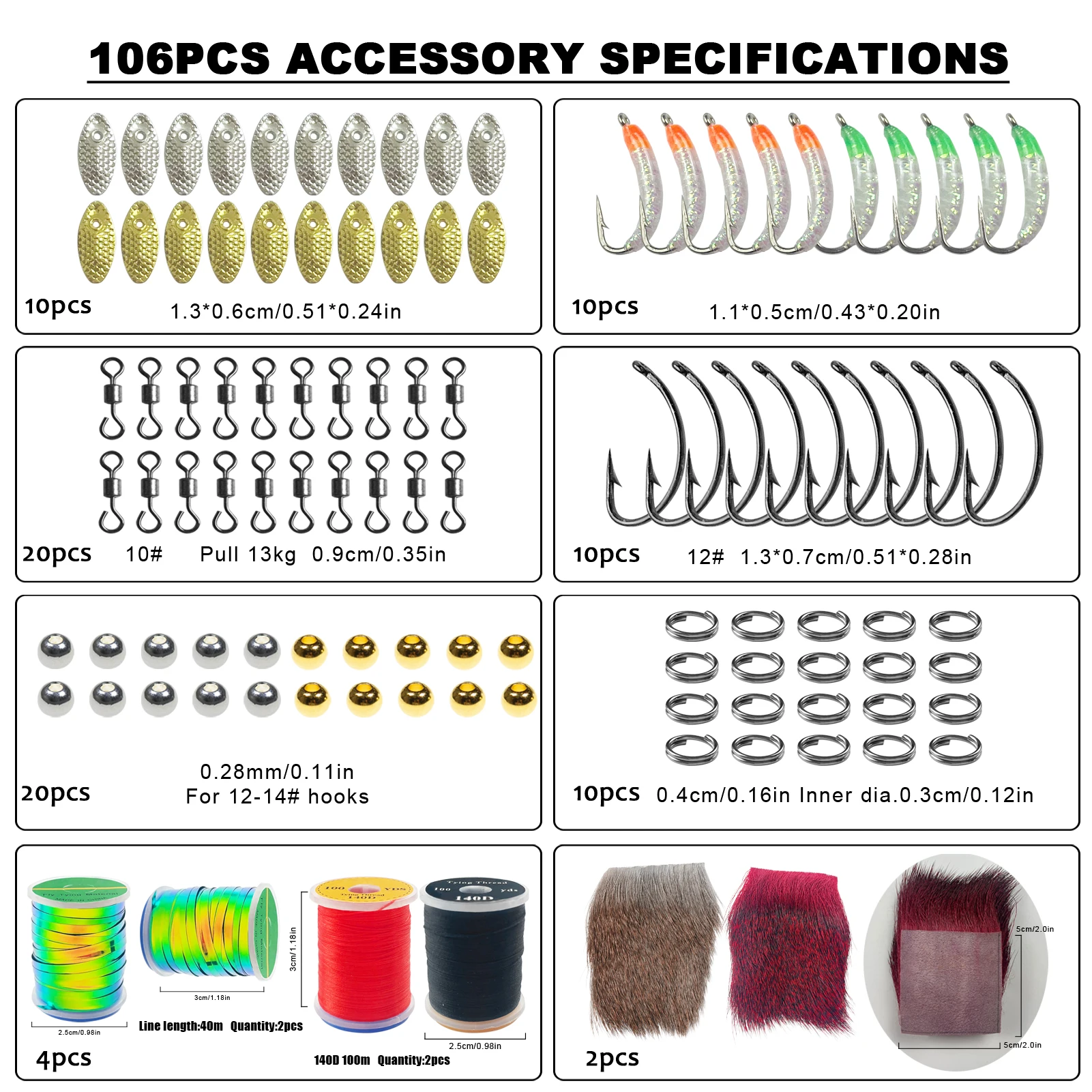 Kit para atar moscas Free Fisher – Crystal Flash y materiales - imagen 5